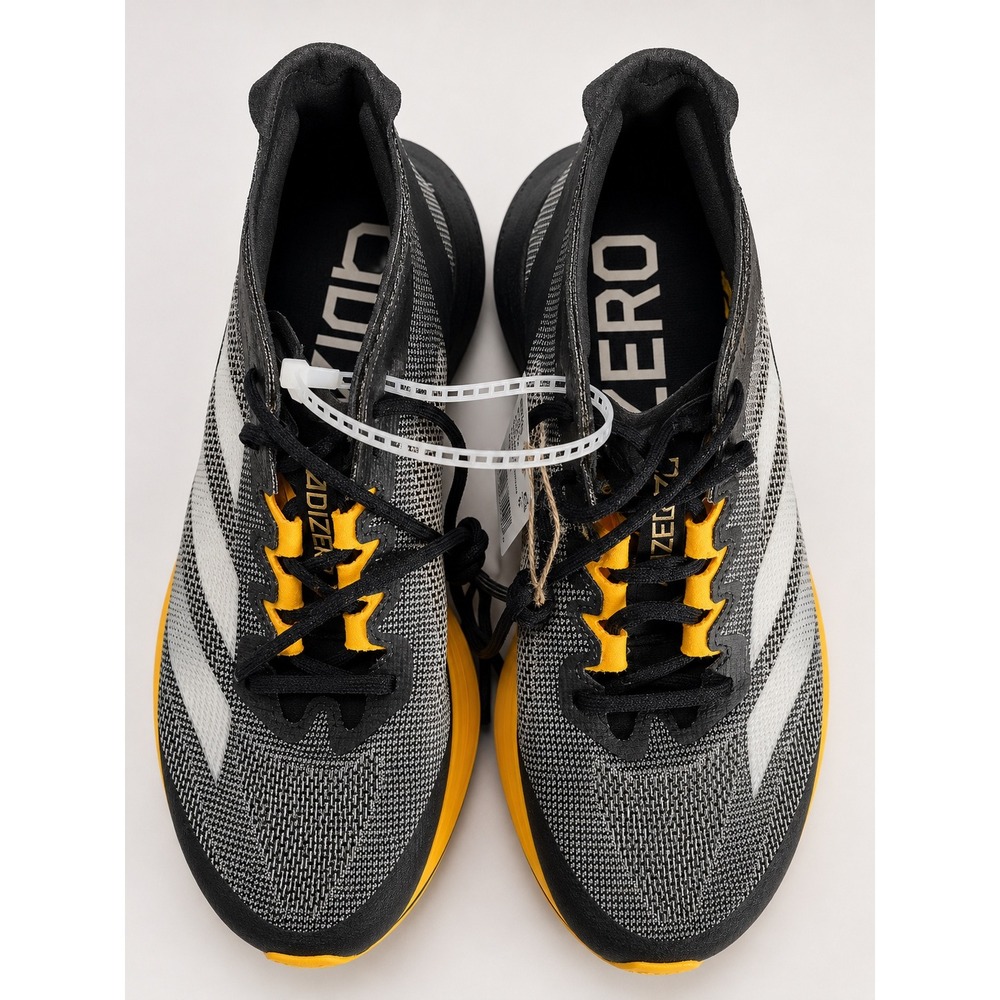 Adidas Adizero Boston 12 Mens Running Shoes Black Solar Yellow AJF9212 Size 7